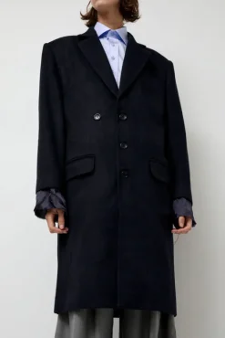 Wool Single Breasted Coat in Navy^No.6 Store Fashion