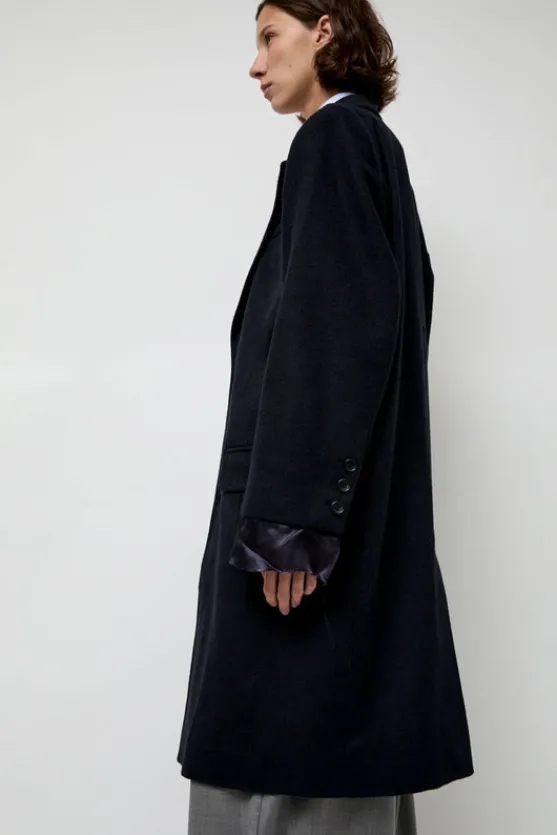 Wool Single Breasted Coat in Navy^No.6 Store Fashion